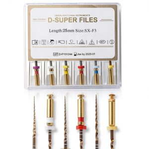 4E 4E'S USA 25mm SX-F3 Assorted Rotary Files, Engine Rotary Files for Root Canal Treatment, Pack of 6 (Shaping Files & Finishing Files)-0